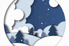 Vector Illustration paper cut winter